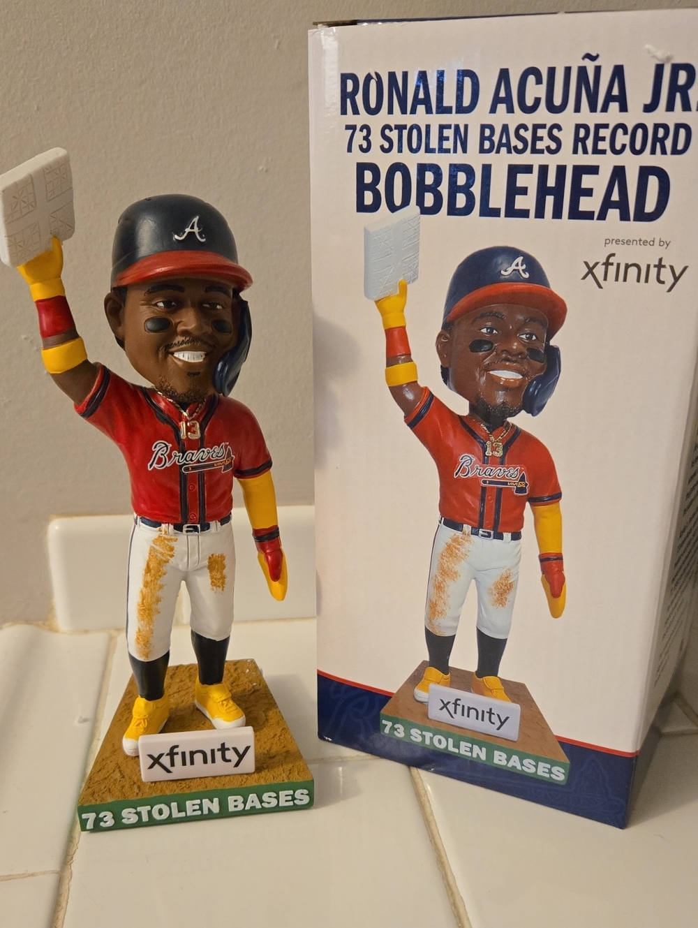BRAND NEW - Ronald Acuna Jr 73 Stolen Bases Record Bobblehead - Atlanta Braves